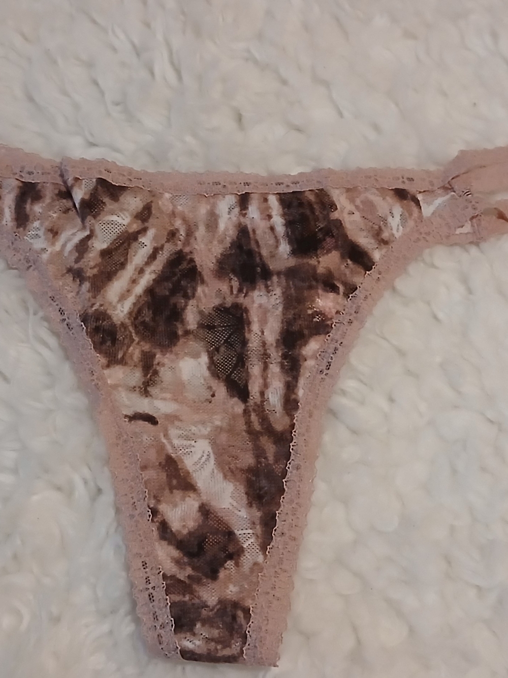 PINK Victoria's Secret Mauve and Brown Tie-Dye Lace Thong XXL